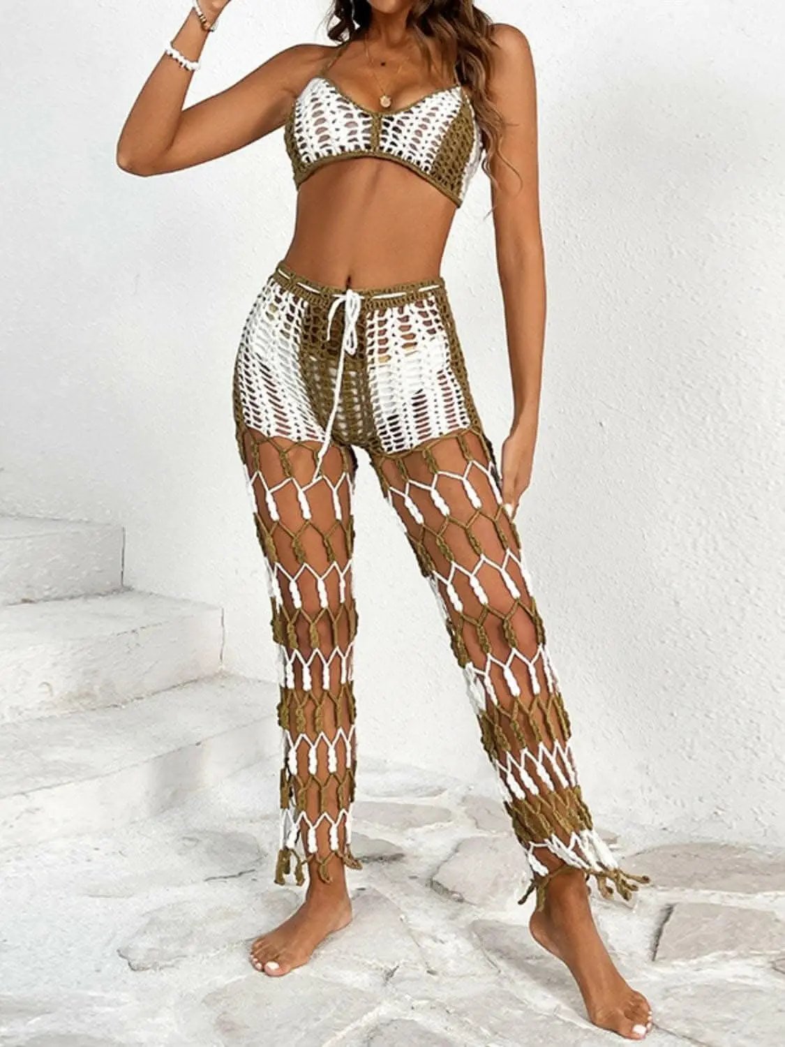Chic cutout halter swimwear set - Love Salve